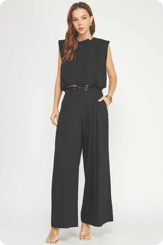 2190 Black Bubble Top & Pant Set