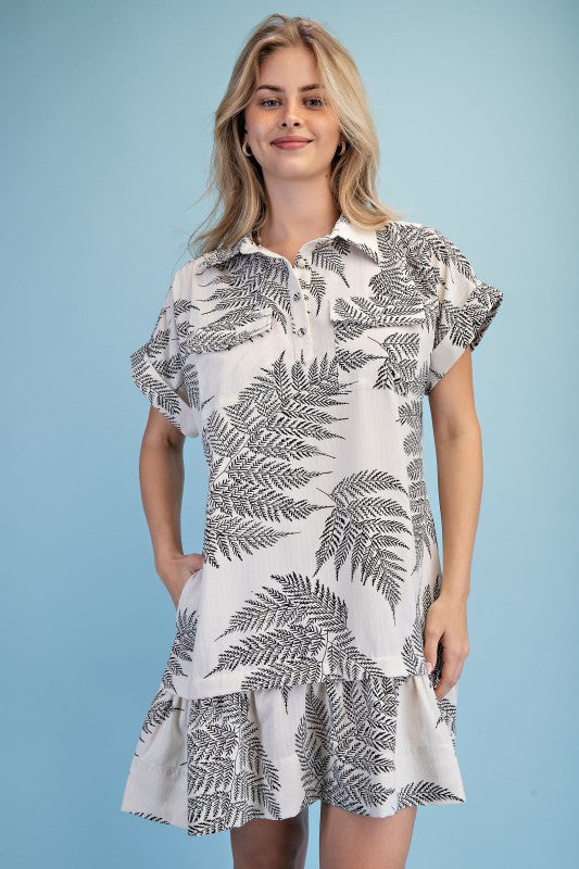 2188 Leave Drop Waist Dress