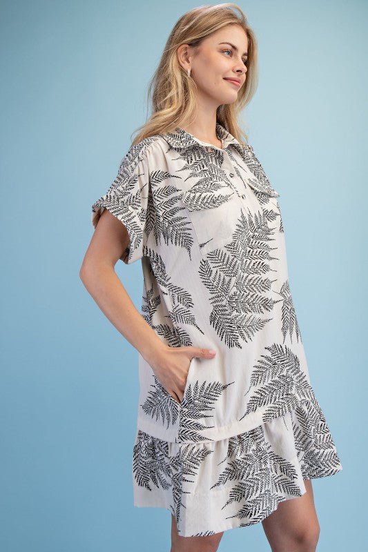 2188 Leave Drop Waist Dress