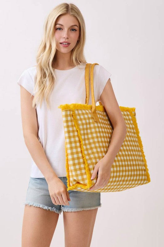2191 Gingham Beach Bag