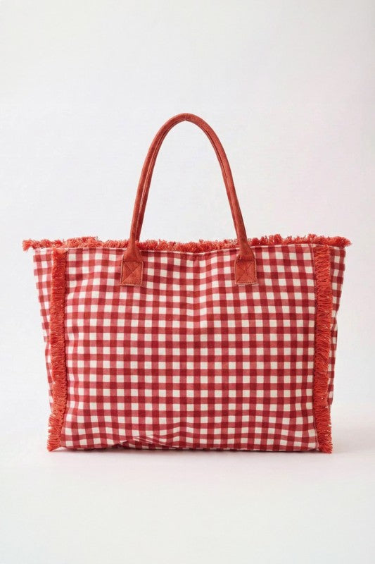 2191 Gingham Beach Bag