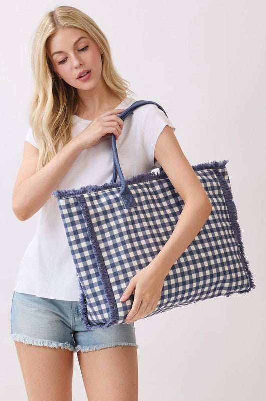 2191 Gingham Beach Bag