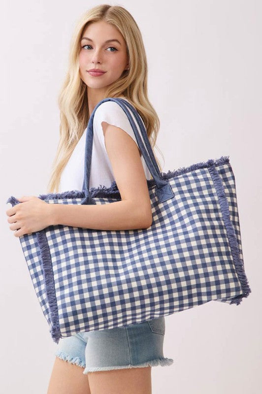 2191 Gingham Beach Bag