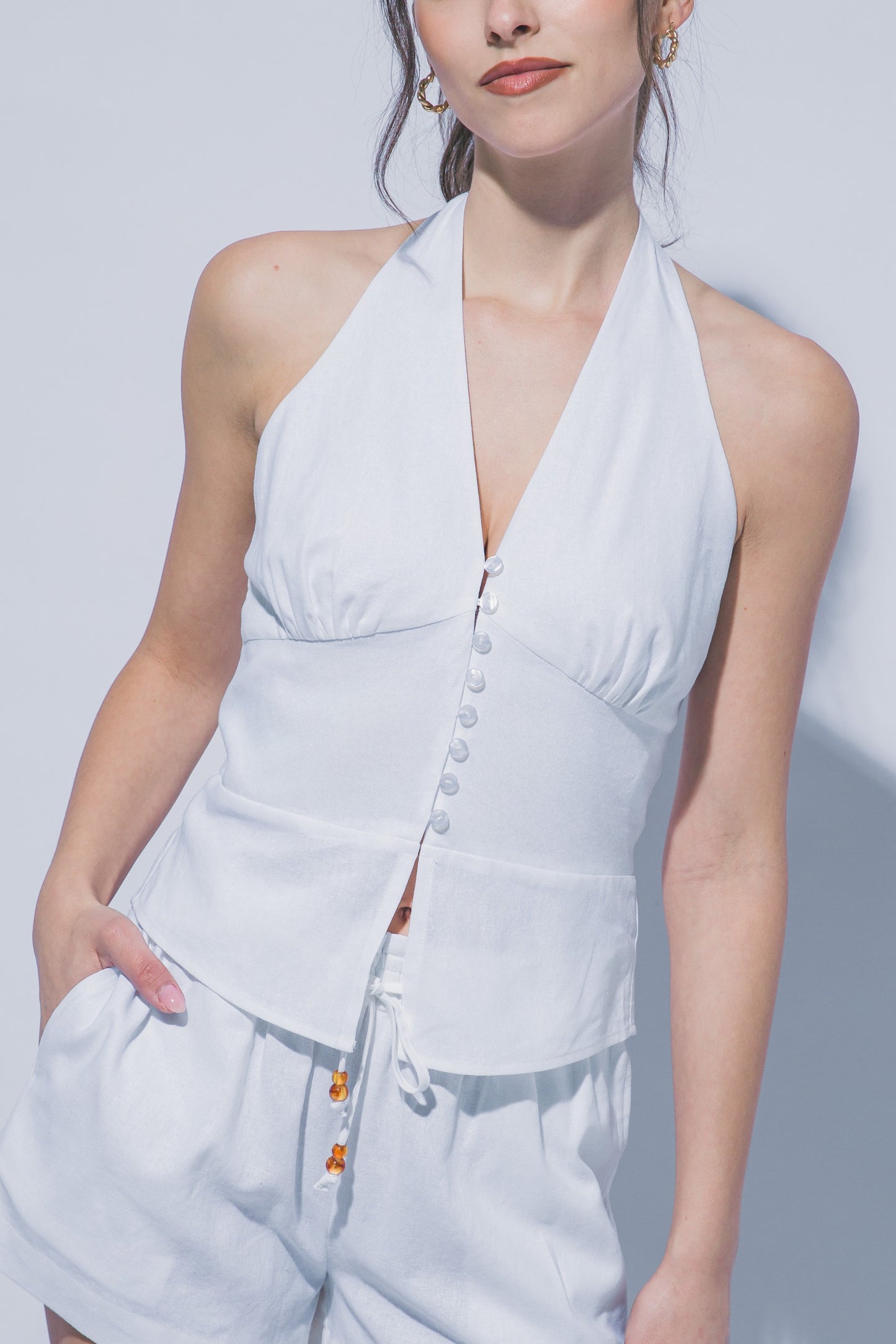 2559 Button Down Halter Top