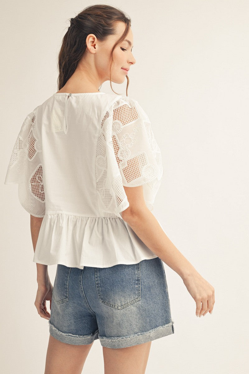 2423 White Lace Shirt