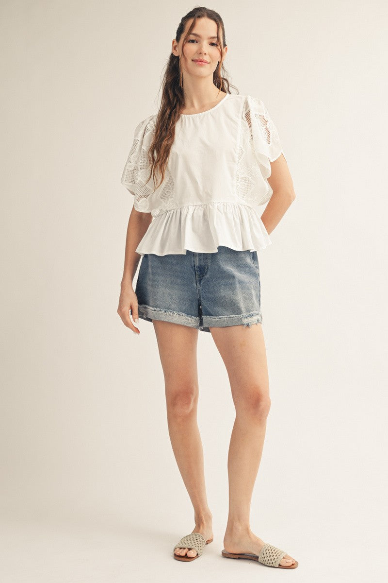 2423 White Lace Shirt