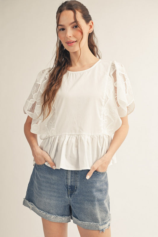 2423 White Lace Shirt