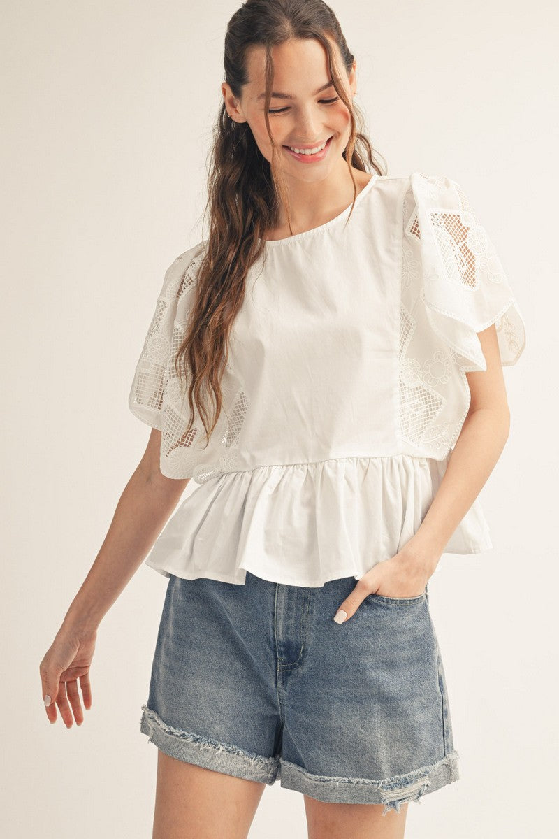 2423 White Lace Shirt