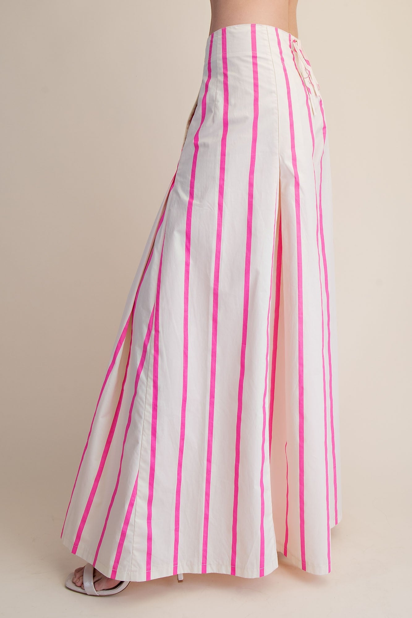 21610 Hot Pink Striped Wide Leg Pant