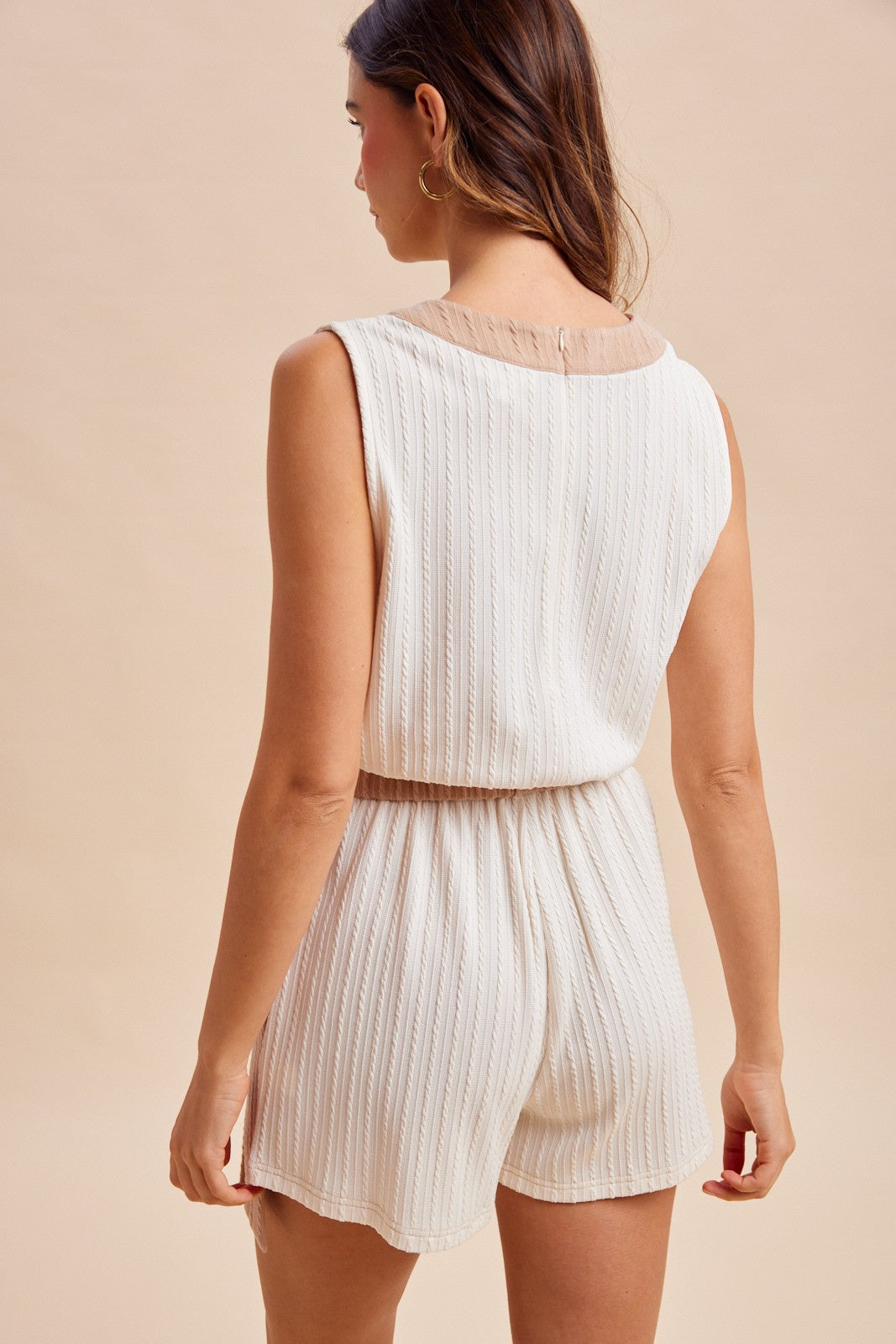 2441 White & Beige Romper