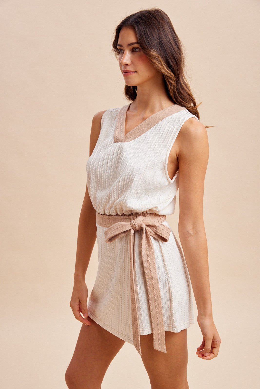 2441 White & Beige Romper