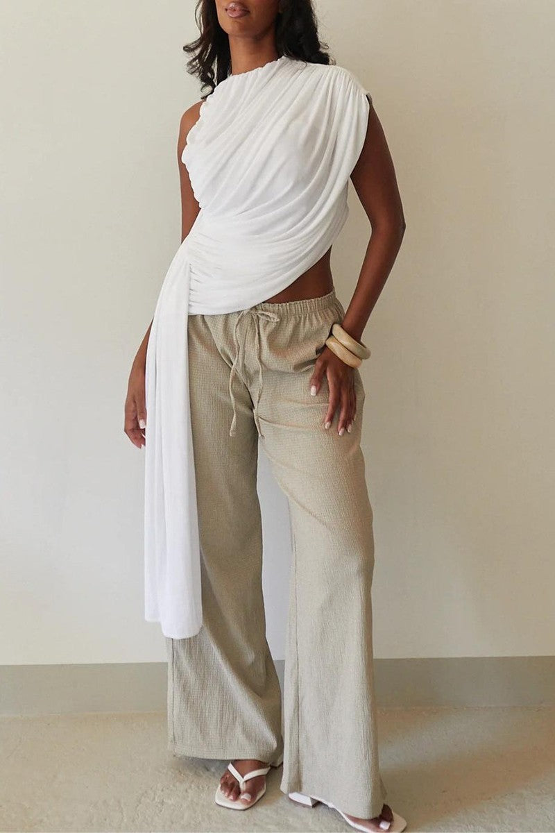 2689 Assymetrical Drapped Top