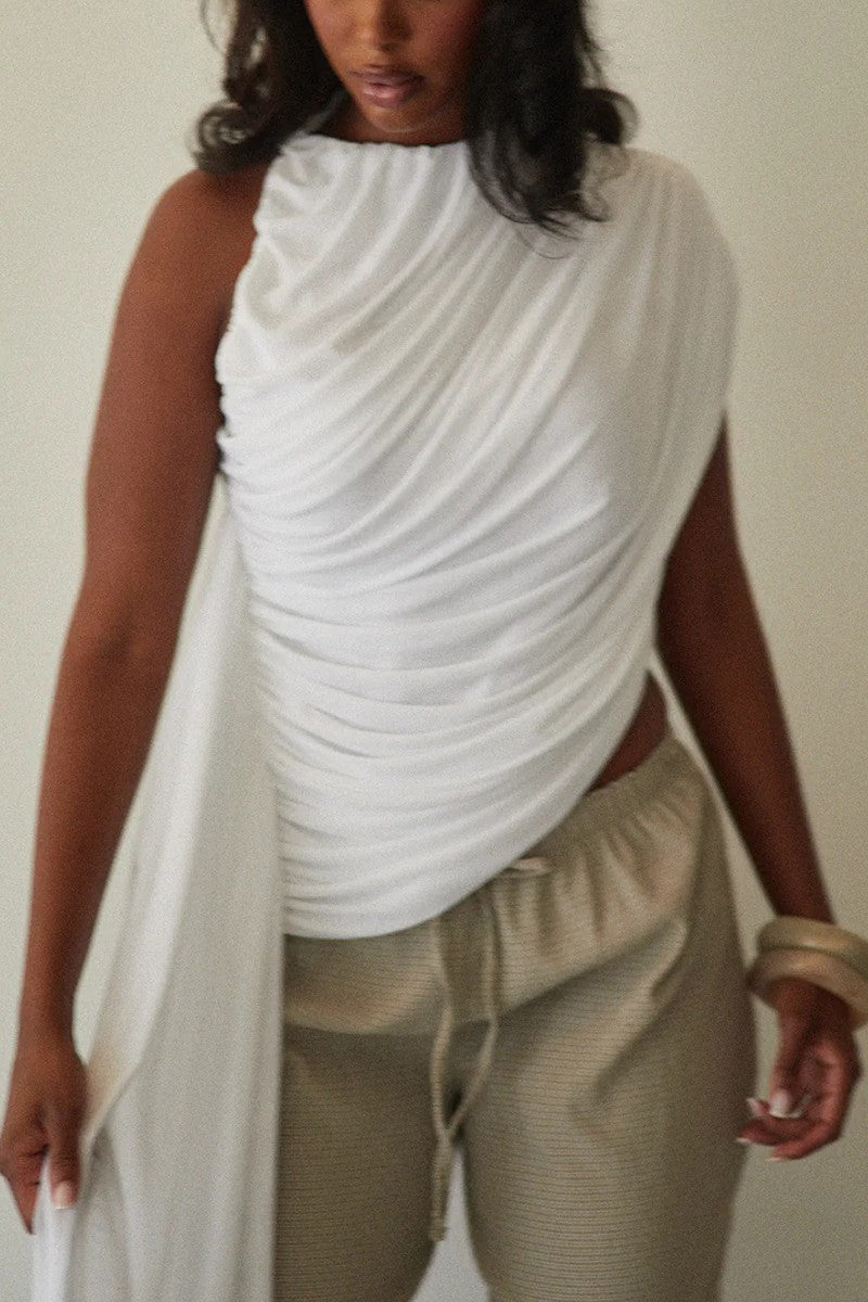 2689 Assymetrical Drapped Top