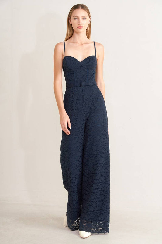 2307 Navy Lace Jumpsuit