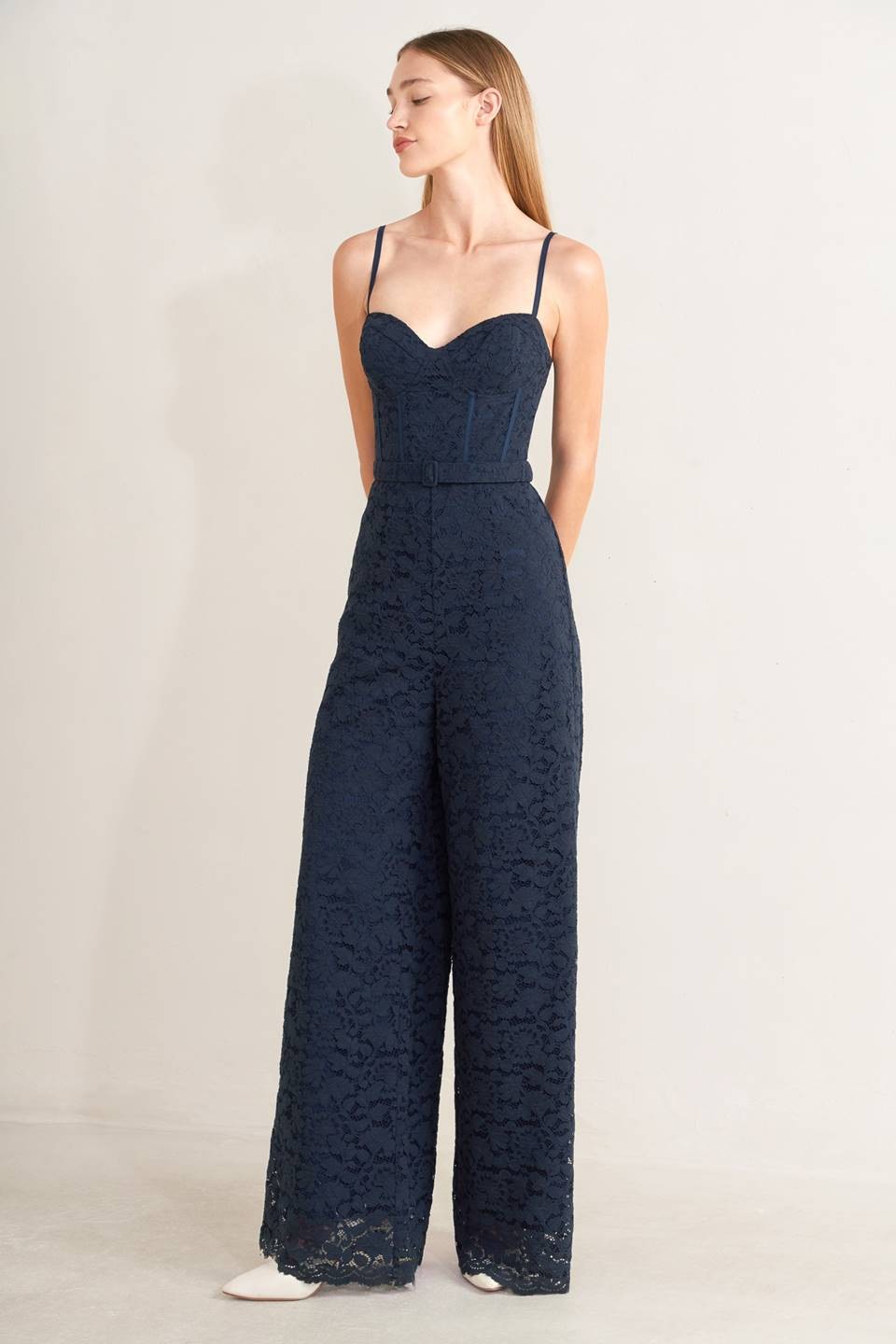 2307 Navy Lace Jumpsuit