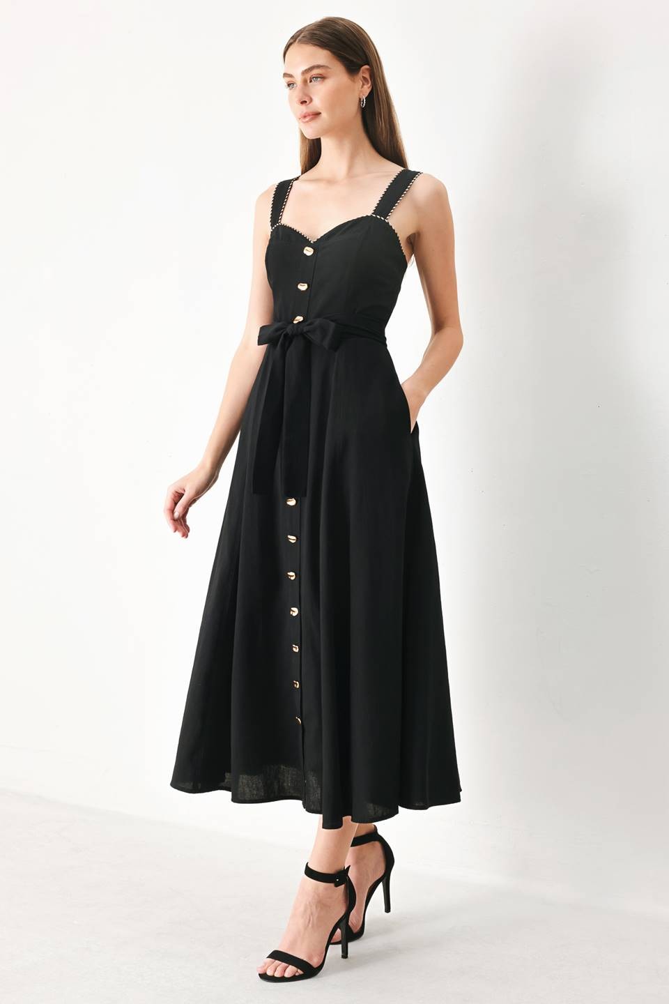 2306 Button Down Midi Dress