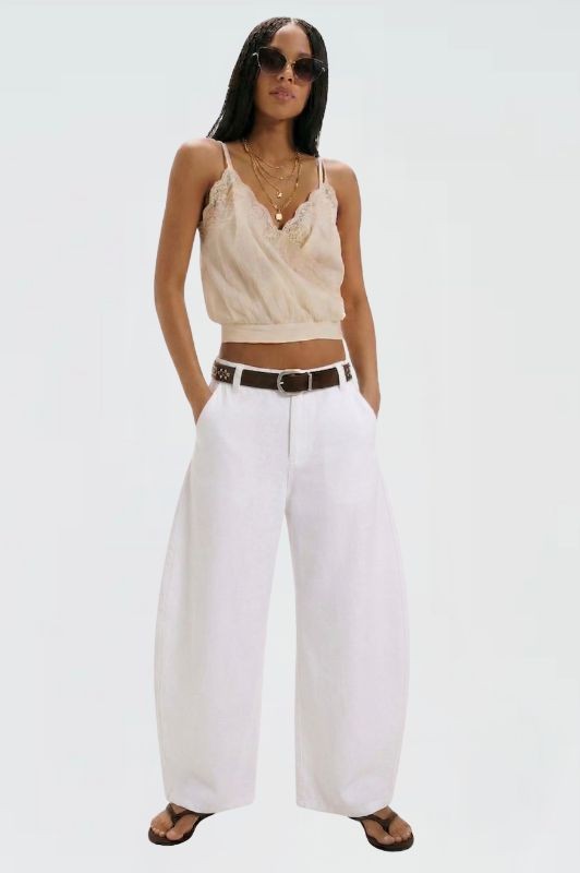 2751 White Barrel Leg Pant