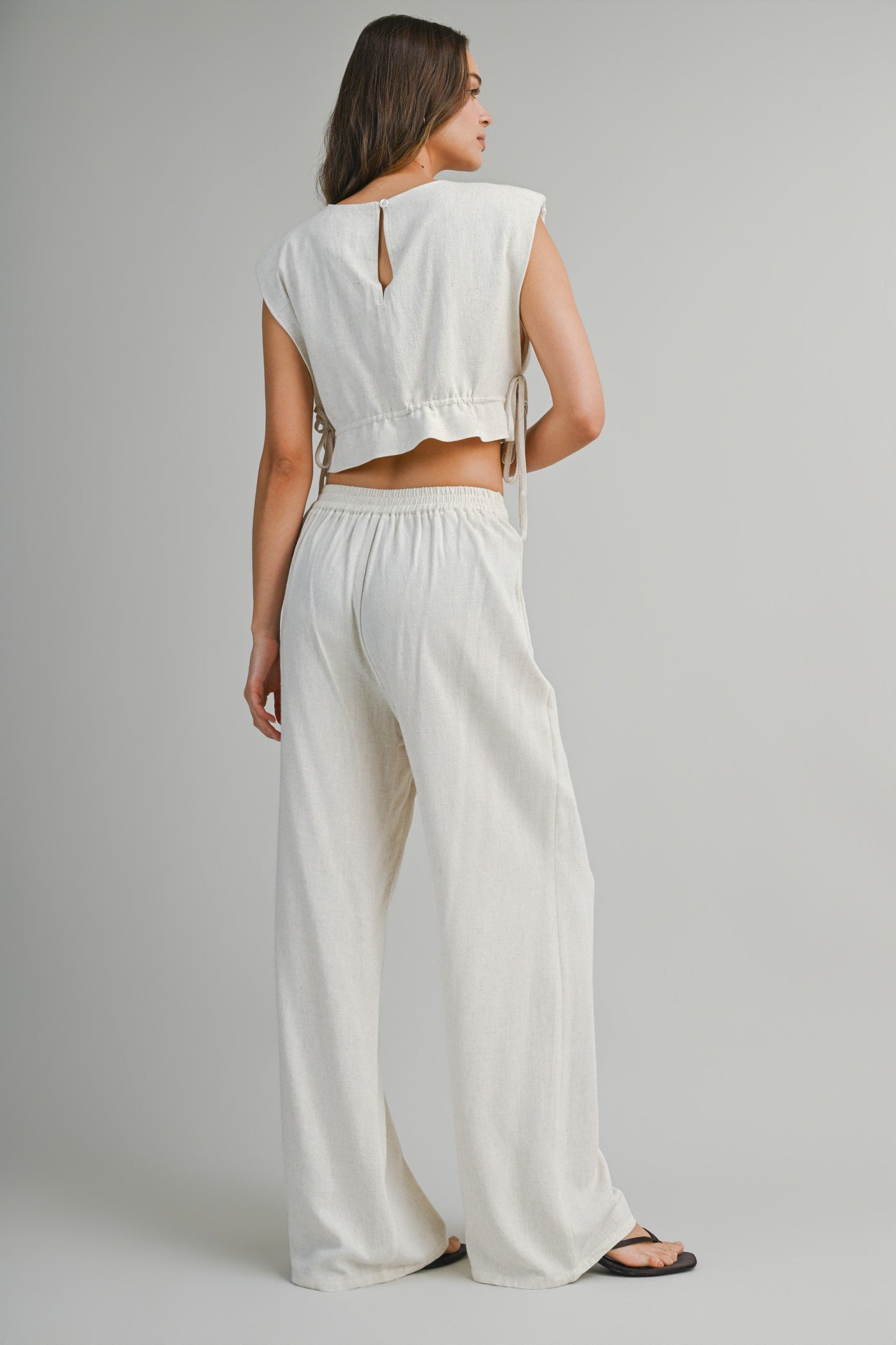 2345 Oatmeal Sleeveless Crop Top & Pant Set