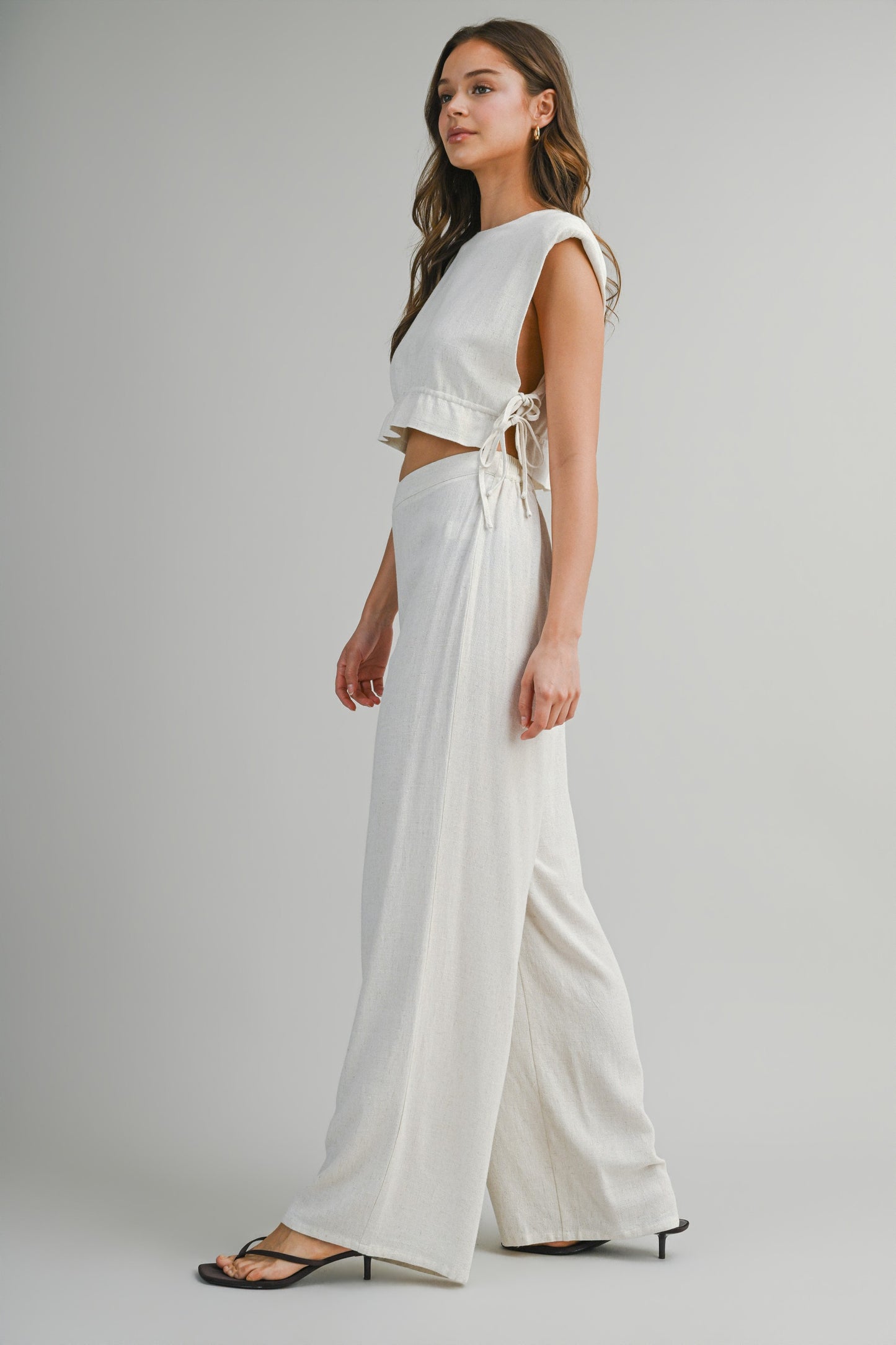 2345 Oatmeal Sleeveless Crop Top & Pant Set