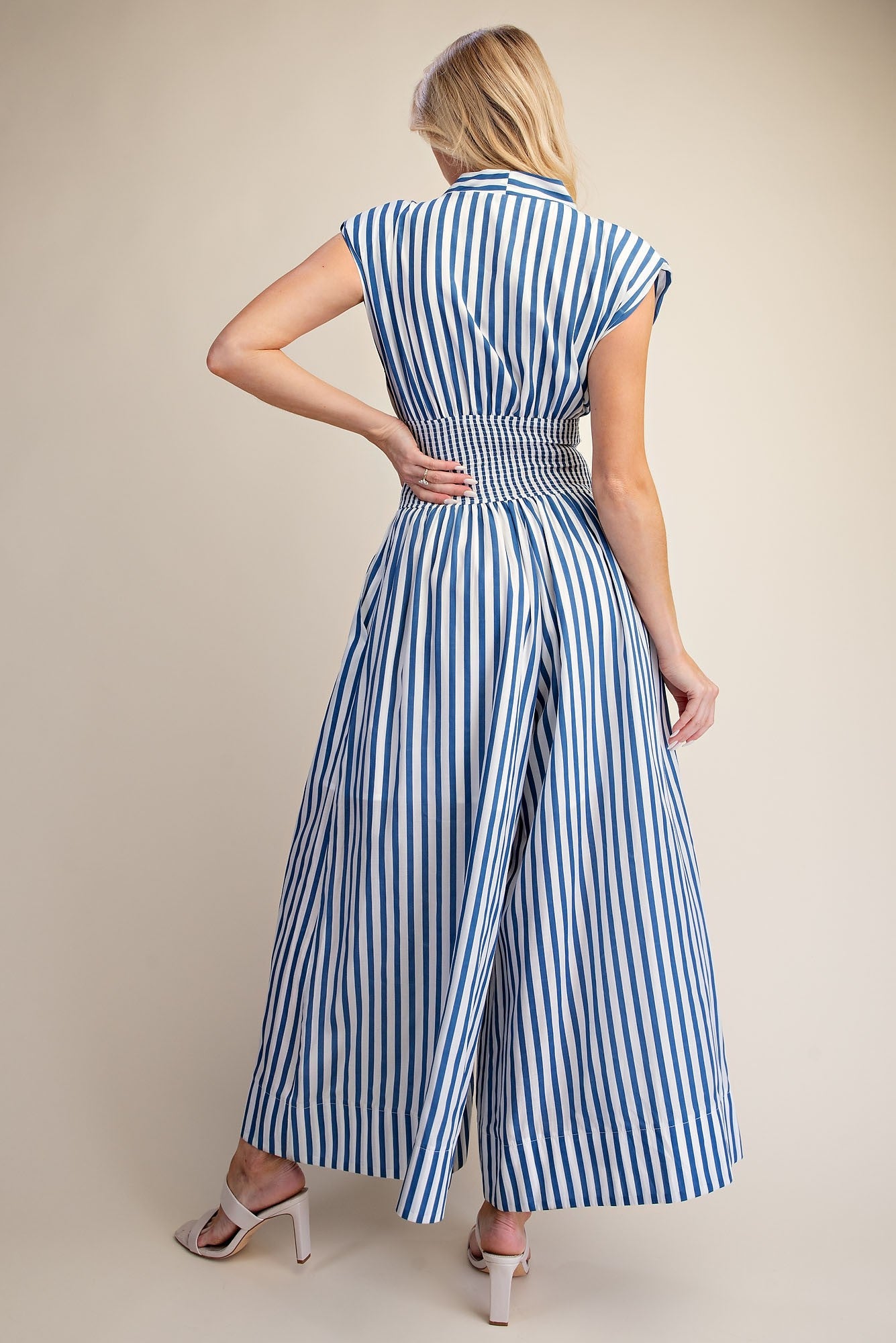 2427 Blue Striped Jumpsuit
