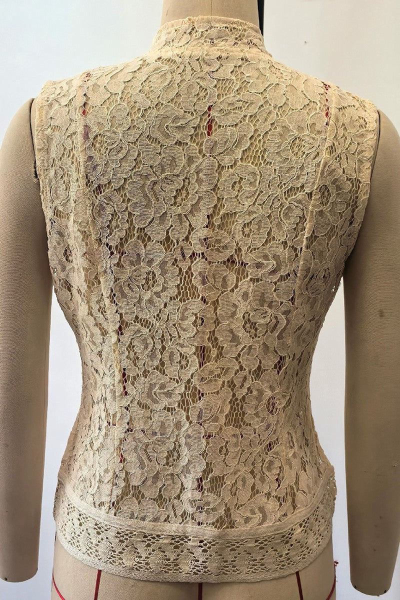2666 Lace Chinese Sleeveless Shirt