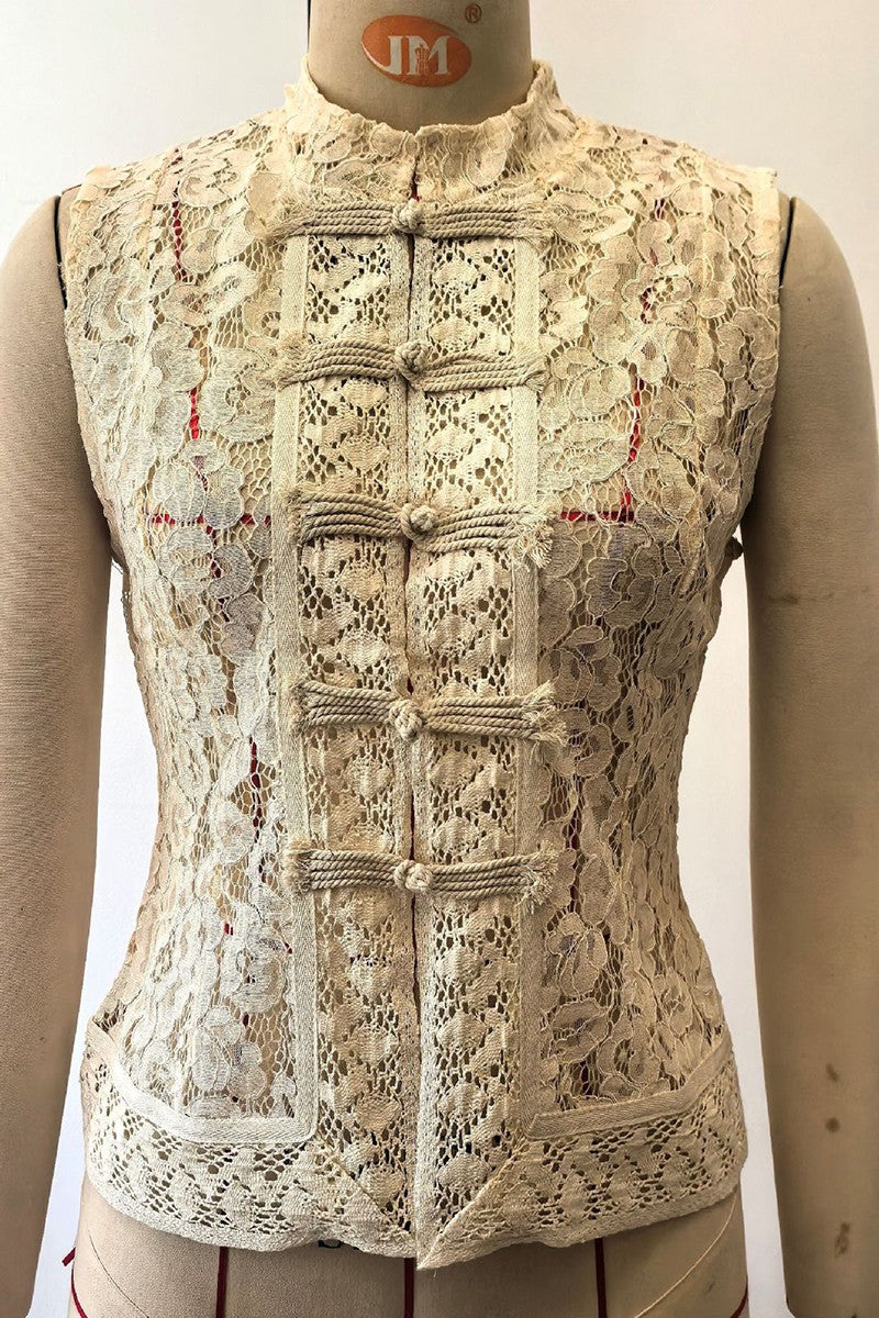 2666 Lace Chinese Sleeveless Shirt