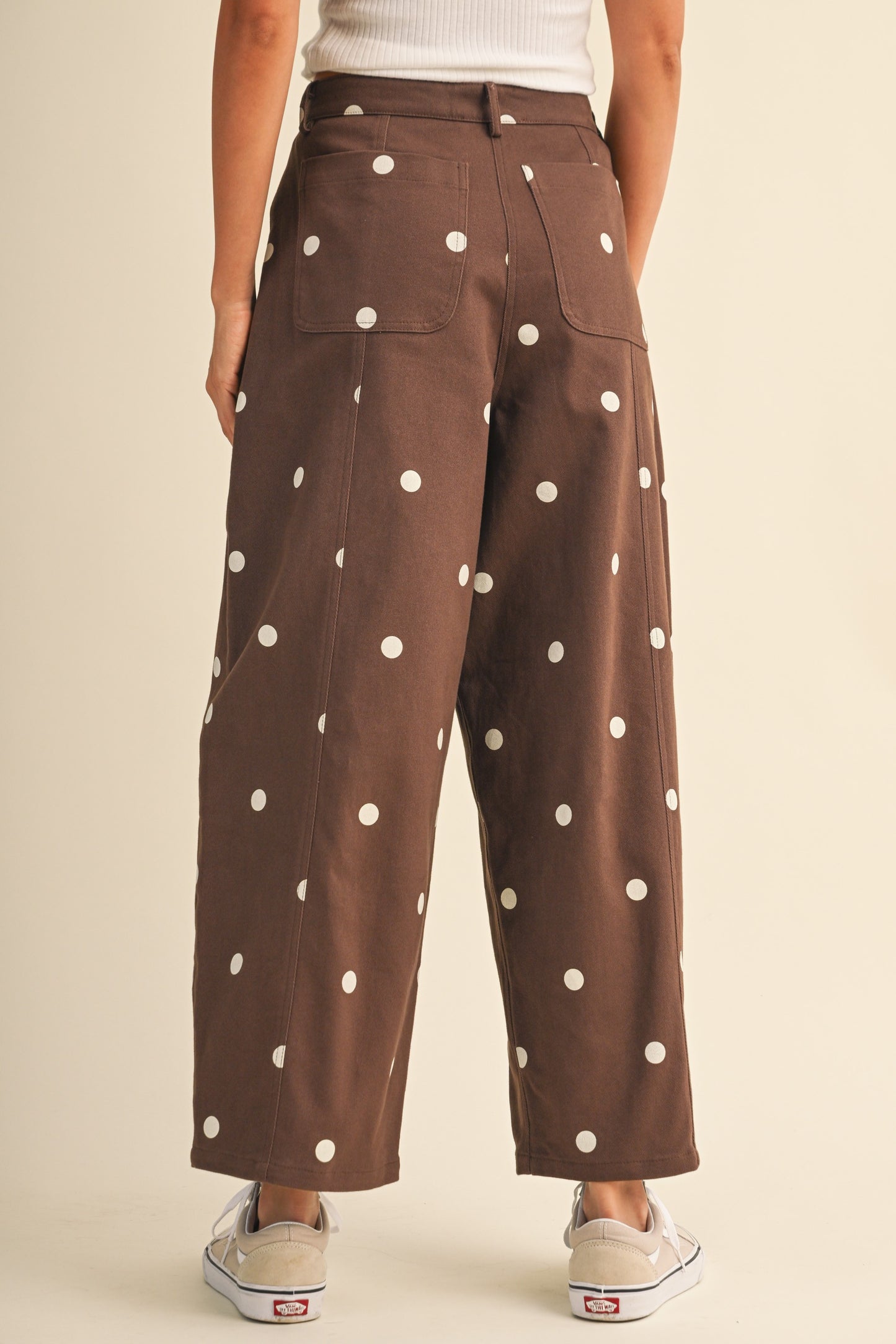 2637 Brown Polka Dots Barrel Pant