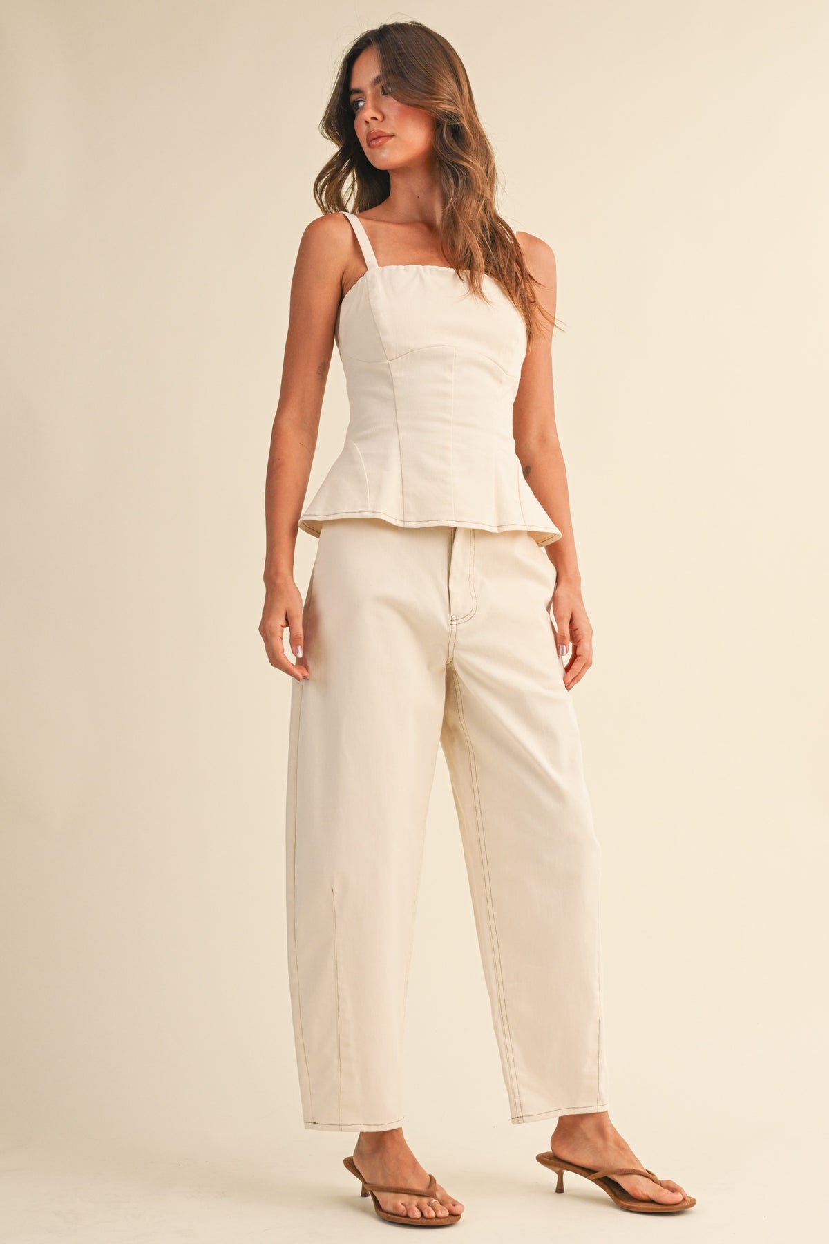 2683 Stretch Peplum Top & Barrel Pant