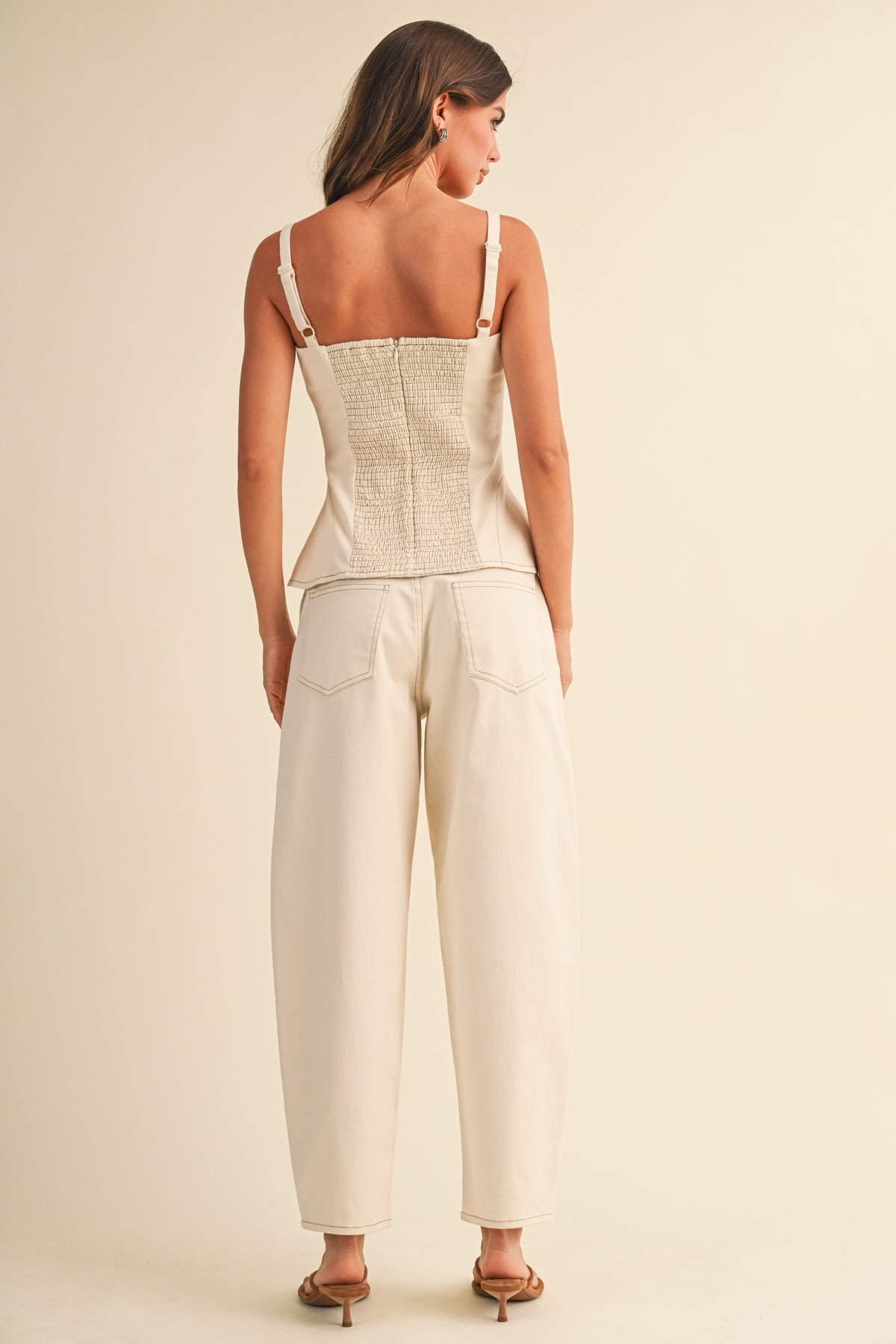 2683 Stretch Peplum Top & Barrel Pant