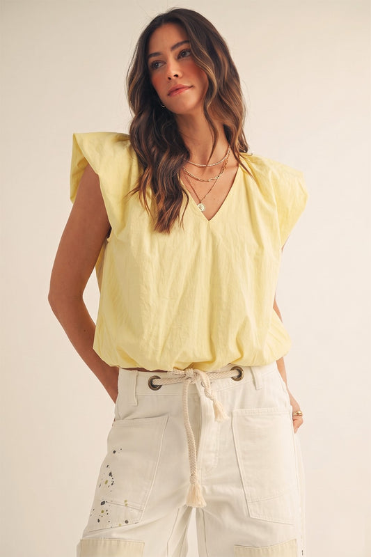 2437 V-Neck Bubble Top