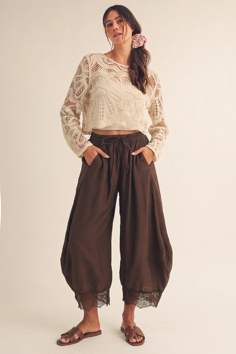 27201 Lace Trim Barrel Pant