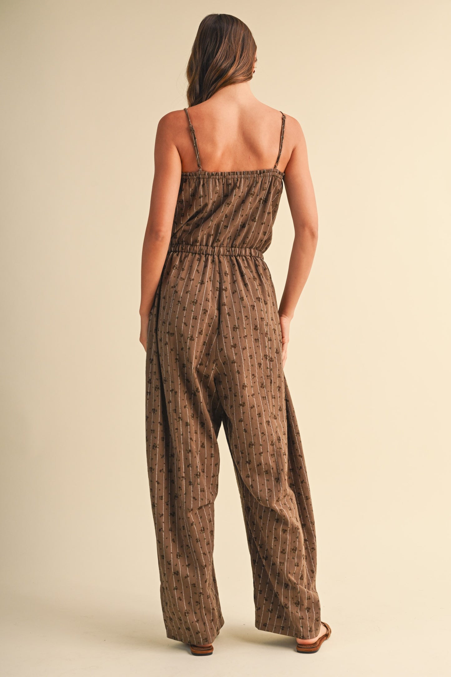 2617 Floral Chocolate Barrel Jumpsuit