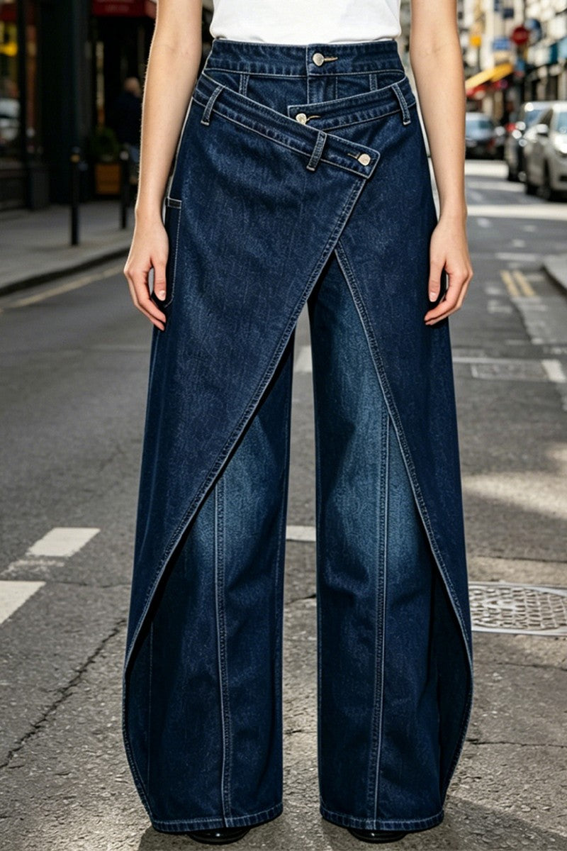 2669 Assymetrical Denim Skirt Pant