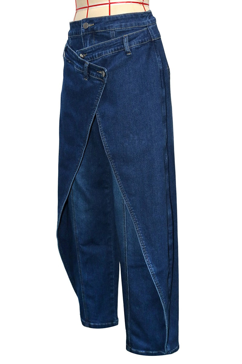 2669 Assymetrical Denim Skirt Pant