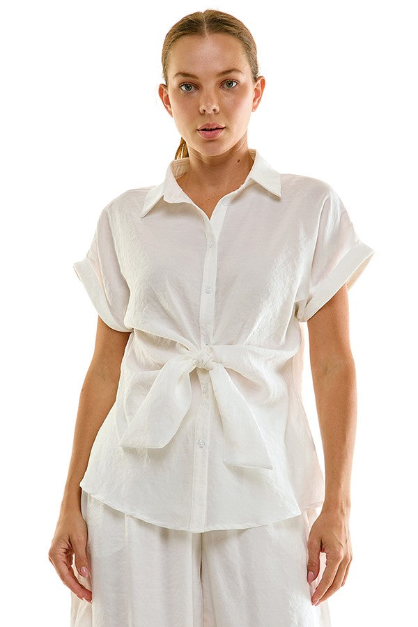 2576 Button Down Knot Top