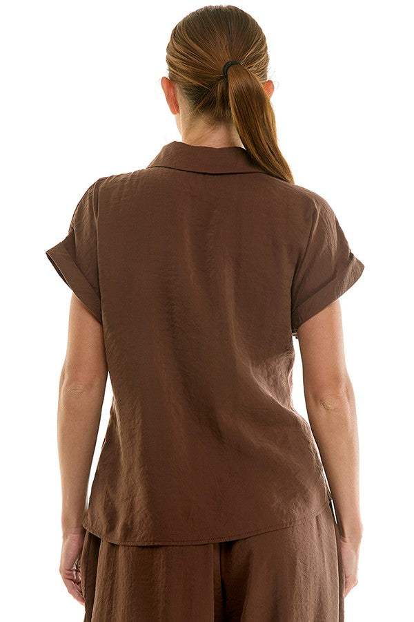 2576 Button Down Knot Top