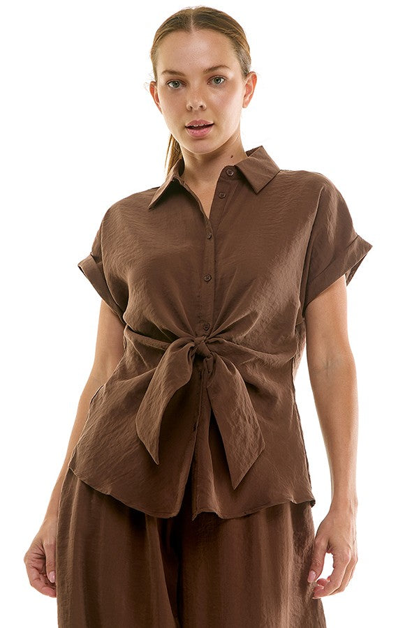 2576 Button Down Knot Top
