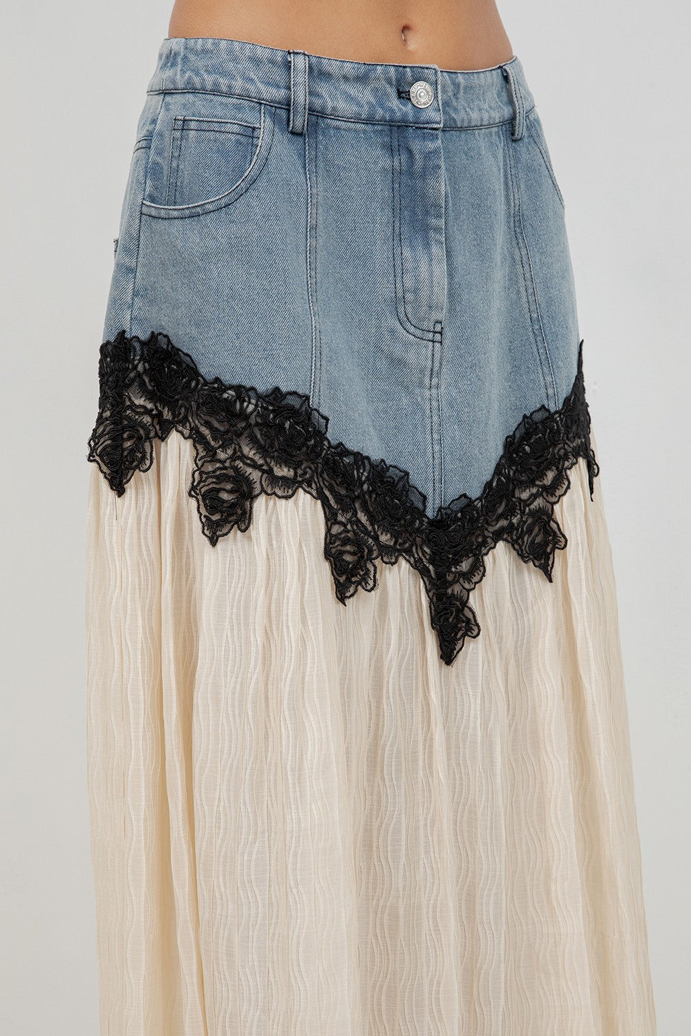 2415 Denim Floral Skirt