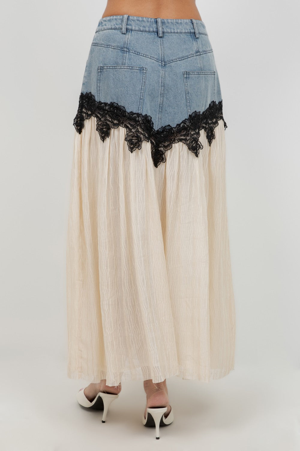 2415 Denim Floral Skirt