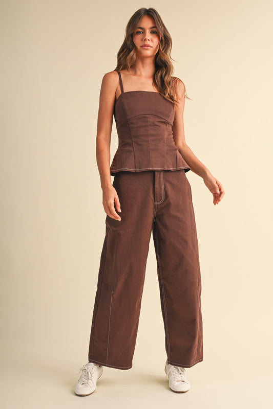 2683 Stretch Peplum Top & Barrel Pant