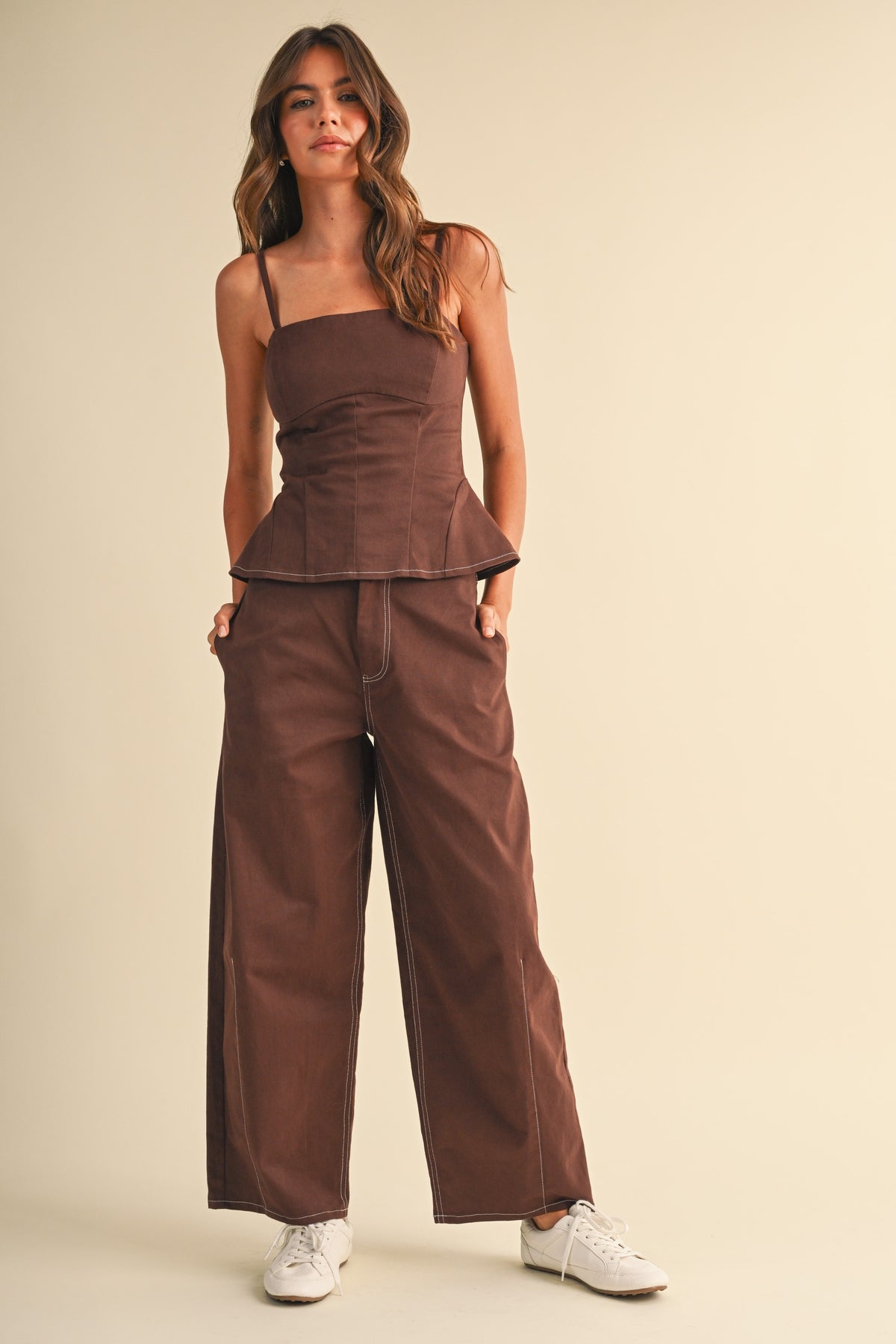 2683 Stretch Peplum Top & Barrel Pant