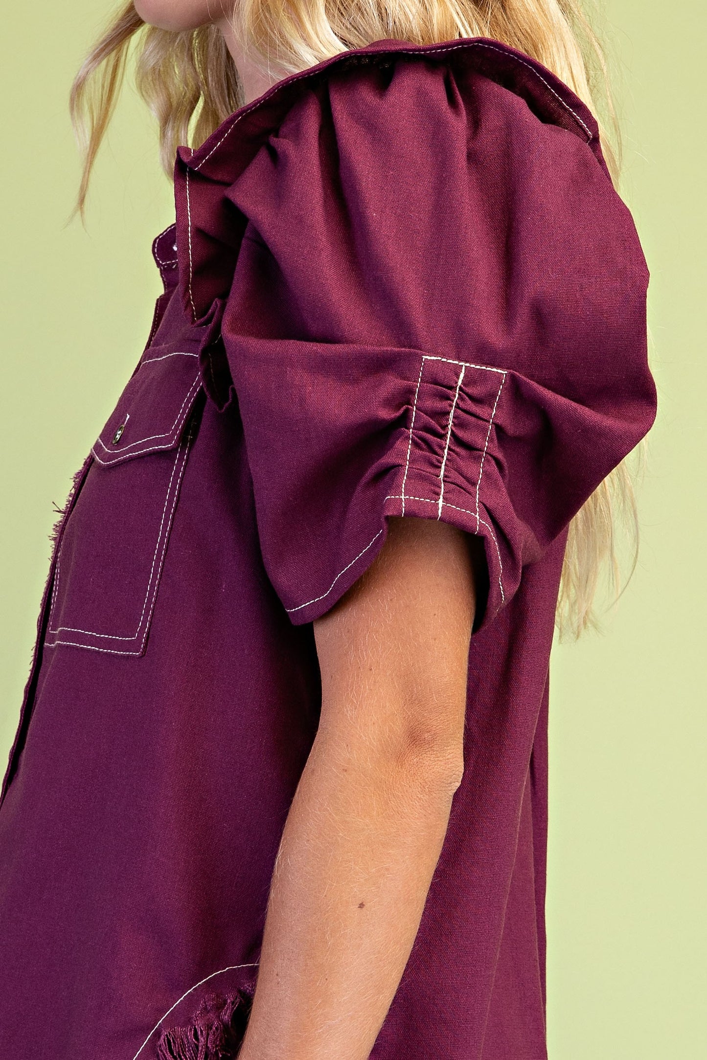 2609 Ruffled Sleeve Button Down Shirt