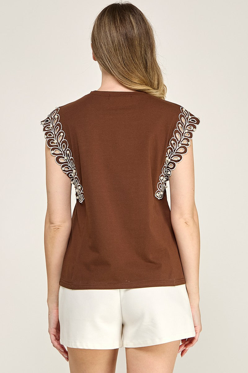 2544 Rhinestones Eyelet T-Shirt