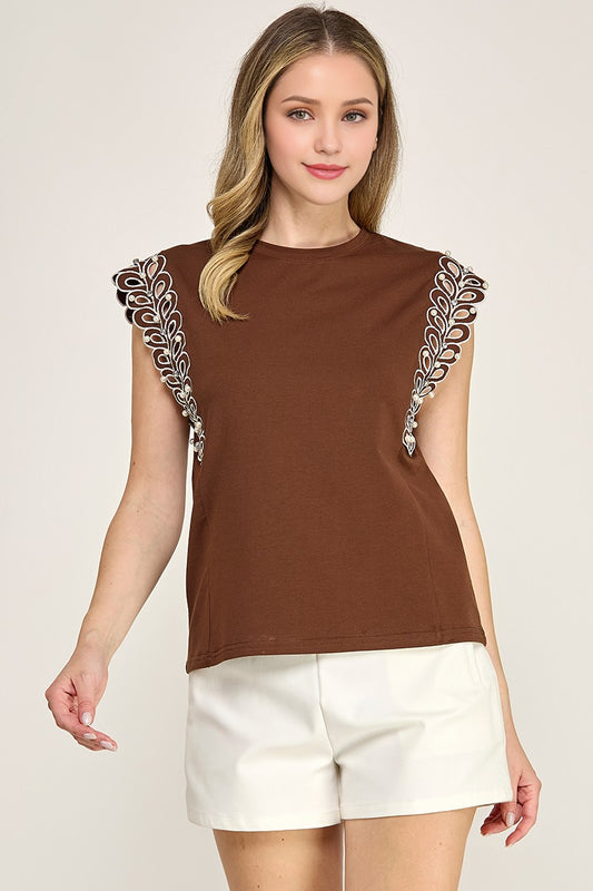 2544 Rhinestones Eyelet T-Shirt
