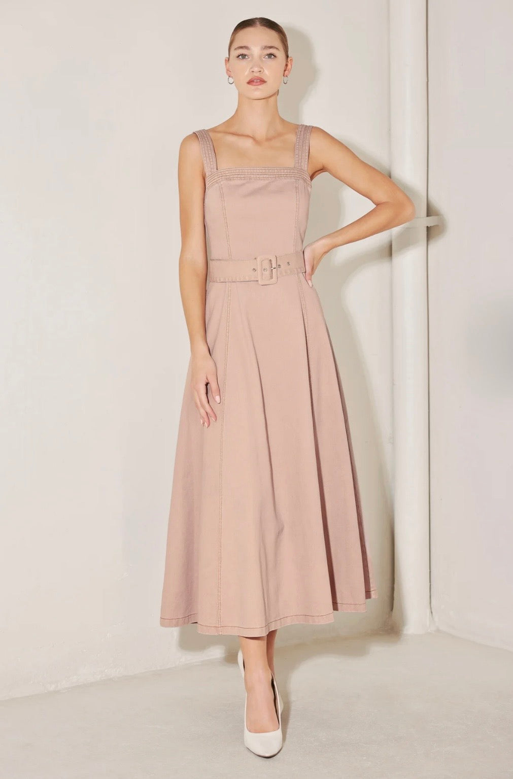 2129 Denim Pink Midi Dress
