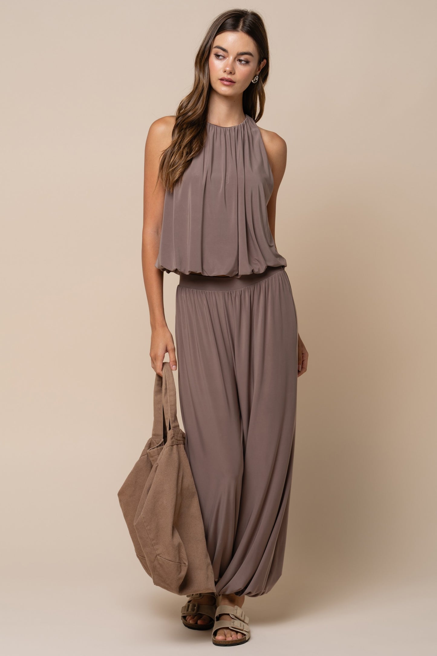 2620 Mocha Halter Top & Bubble Pant
