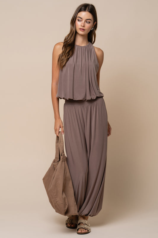2620 Mocha Halter Top & Bubble Pant