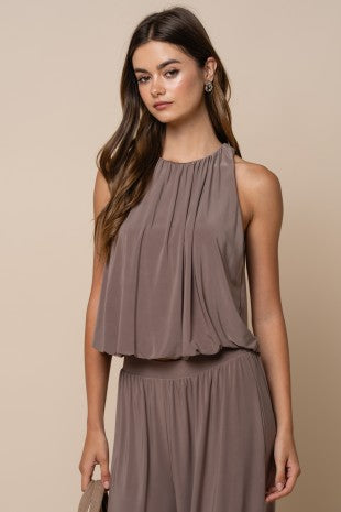 2620 Mocha Halter Top & Bubble Pant