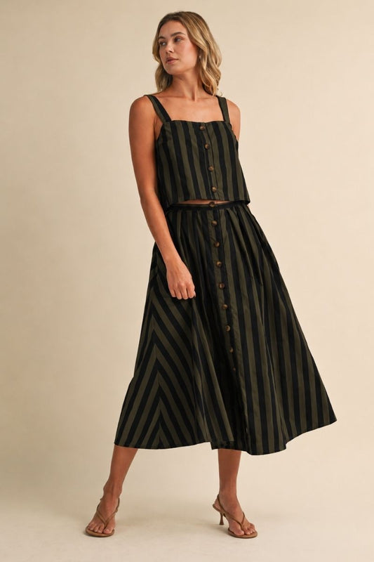 2652 Striped Skirt Set