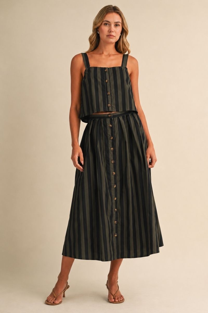 2652 Striped Skirt Set